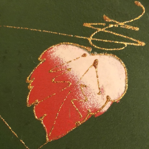 Vintage Serving Tray Fibre-ware TILSO Japan Green Red Ivory Gold Accents #OS022 - Picture 4 of 11